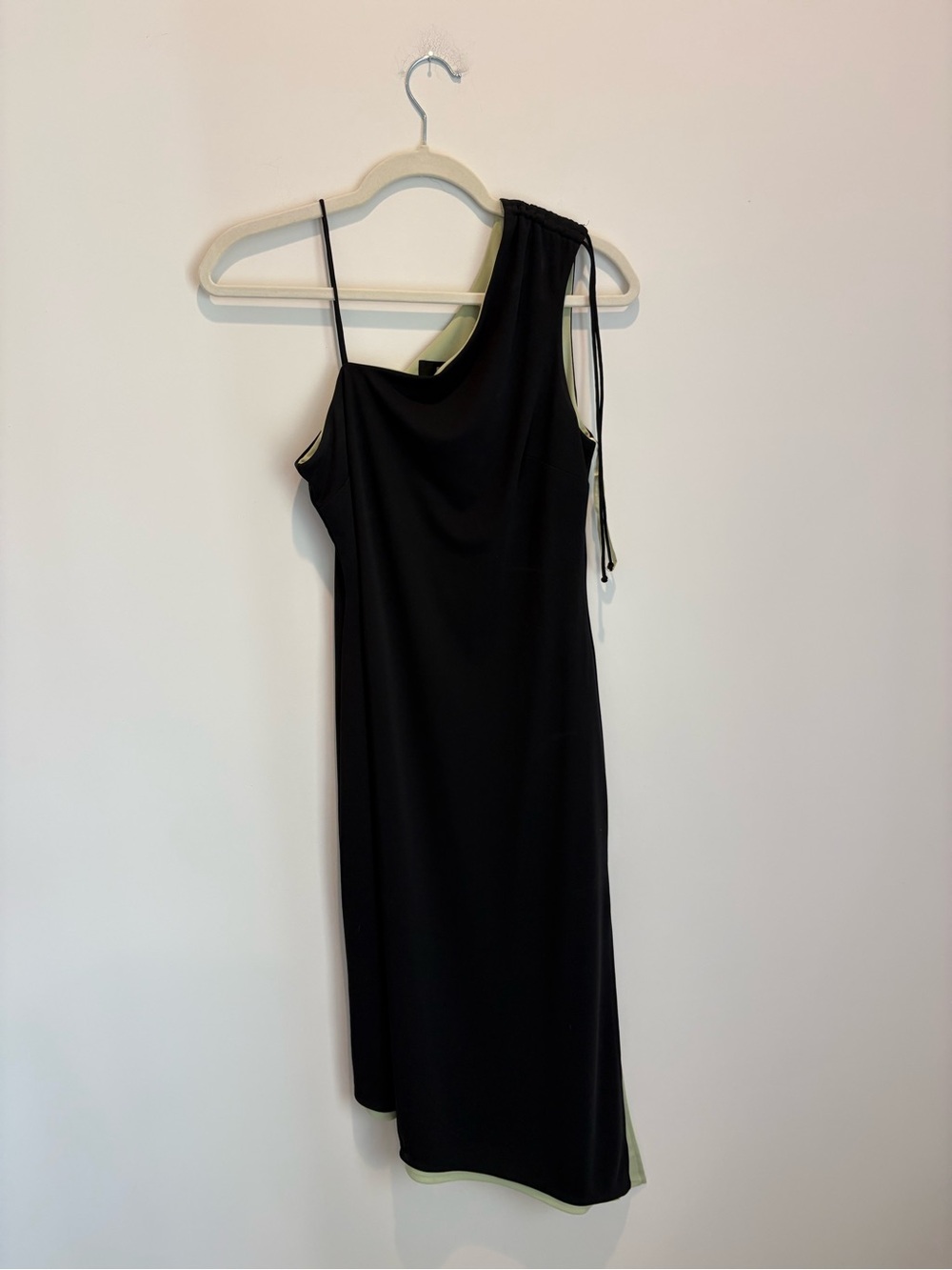 Express Black One-Shoulder Slip Dress with Side Tie